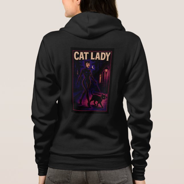 Veste À Capuche Cat Lady -Cats Art Lover- City Night Comic Graphic (Dos)