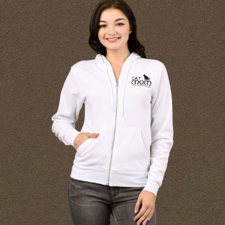 Veste À Capuche Cat Mom Pet Lover Funny Quote Cute Black And White