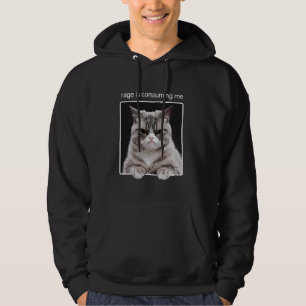 Veste À Capuche Cat Rage me consomme Humour Chat Mème, Humour noir