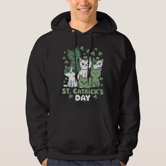 Veste À Capuche Cat St Patrick's Day Funny Catrick's Day (Devant)