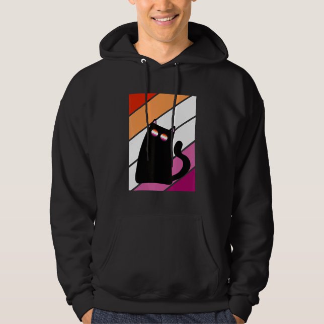 Veste À Capuche Cat With Pride Lesbian Flag LGBTQ Proud Ally Pride (Devant)