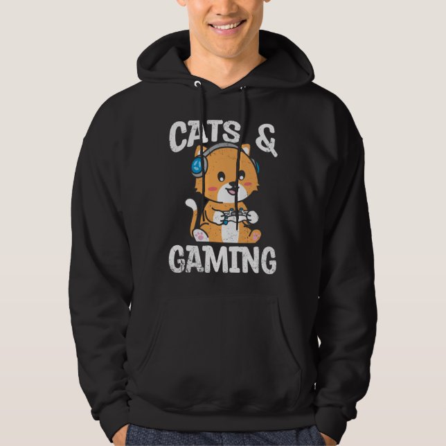 Veste À Capuche Cats And Gaming Cute Cat Owner Pet Animals  Graphi (Devant)