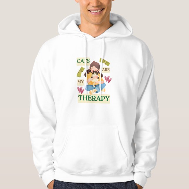 Veste À Capuche Cats Are My Therapy – Cute Cat Lover Design  (Devant)