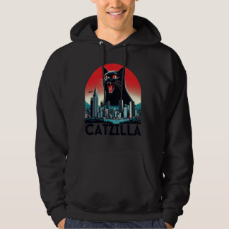 Veste À Capuche Catzilla Noir Art Japonais Coucher de soleil drôle