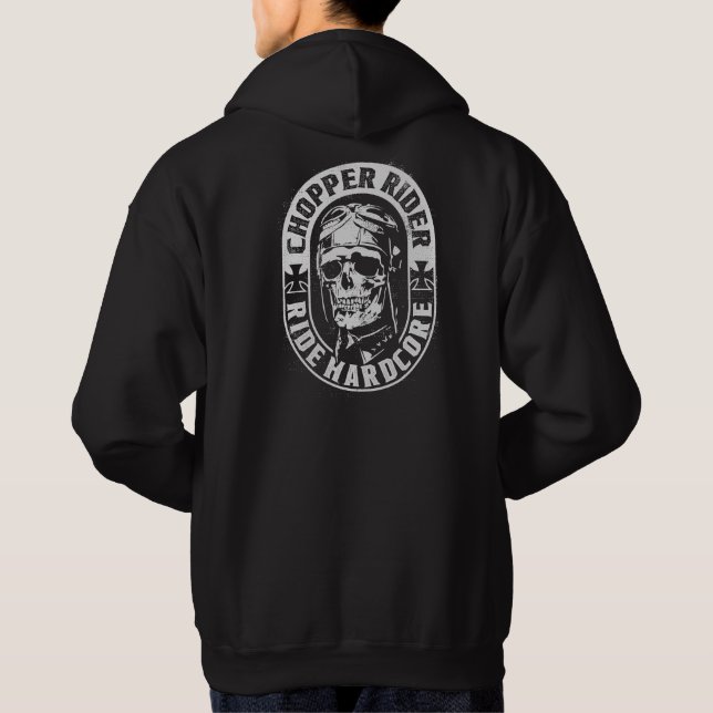 Veste À Capuche Cavalier crâne de moto chopper conduite hardcore à (Dos)