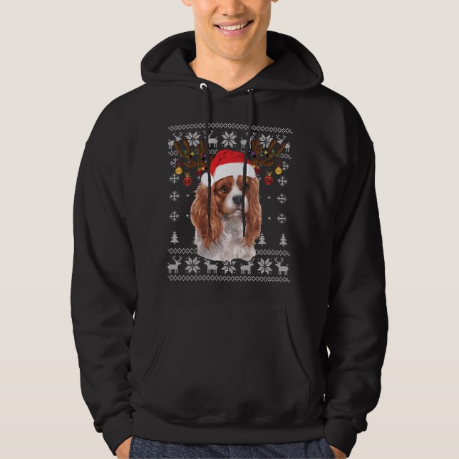Veste À Capuche Cavalier King Charles Spaniel Christmas Reindeer P (Devant)