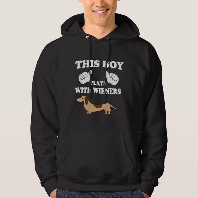 Veste À Capuche Ce Garçon Joue Avec Wieners Dachshund (Devant)