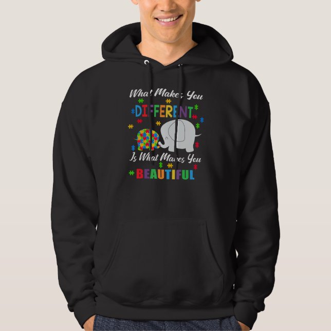 Veste À Capuche Ce qui vous rend différents Autisme Enfant Elephan (Devant)