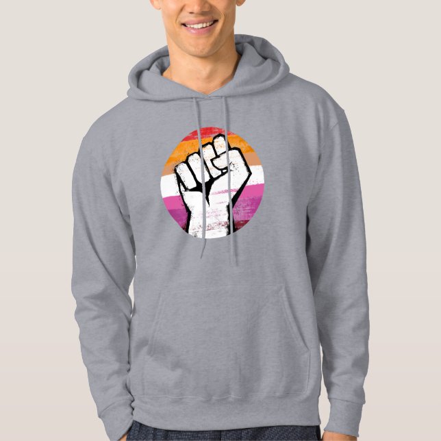 Veste À Capuche Cercle imprimé du poing de la fierté lesbienne (Devant)
