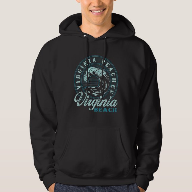Veste À Capuche Cercle Rétro-Vague de Virginia Beach (Devant)