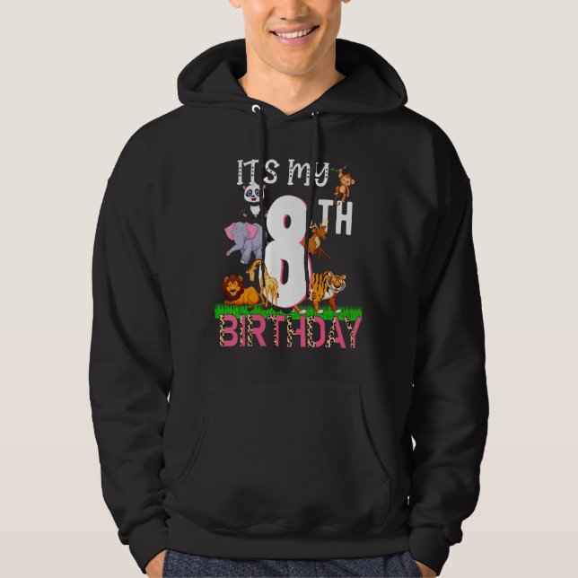 Veste À Capuche C'est mon 8e anniversaire Panda Monkey Giraffe Wil (Devant)