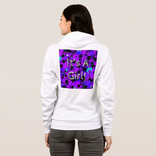 Veste À Capuche C'est une fille ! Étoiles violettes (Dos entier)