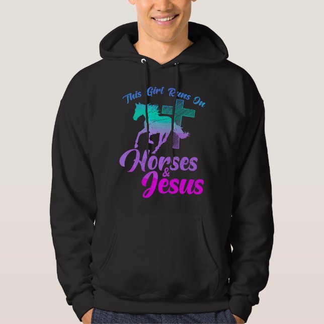 Veste À Capuche CETTE FILLE VIT DE CHEVAUX & DE JÉSUS Amour Équest (Devant)