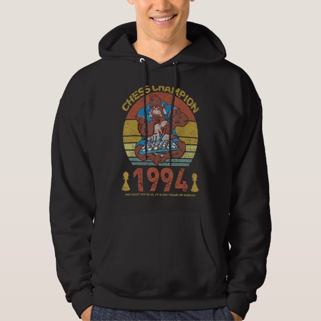 Veste À Capuche Champion d'échecs 1994 Pas mon Elo C'est mon année (Devant)
