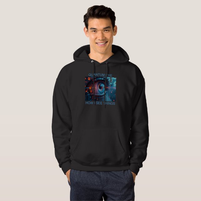 Veste À Capuche Chandail à capuchon noir pour hommes Quantum Eye (Devant entier)