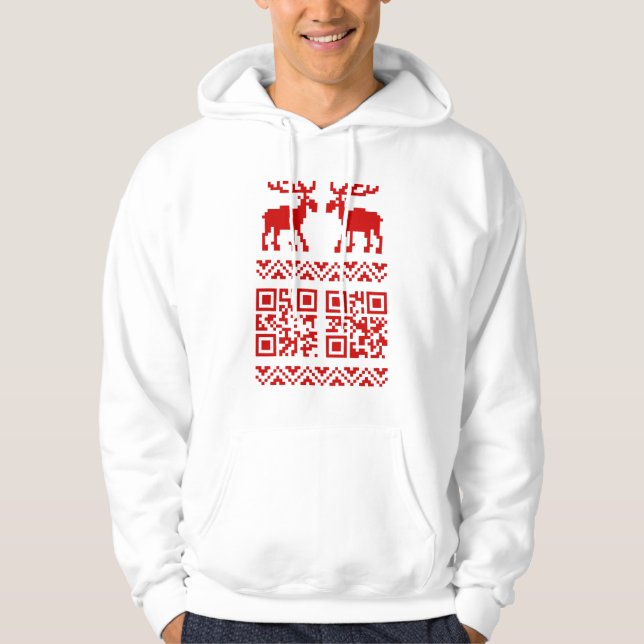 Veste À Capuche Chandail de Noël moche Code QR Bonne année ! (Devant)