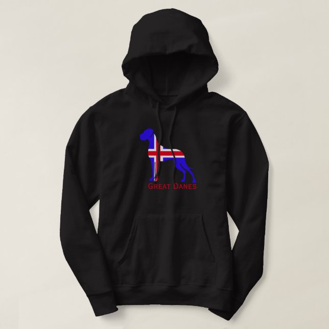 Veste À Capuche Chandail Great Dane bleu blanc (Design devant)