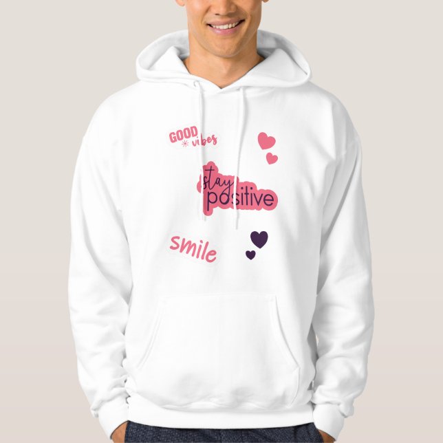Veste À Capuche Chansons positives Stickers Coeurs (Devant)