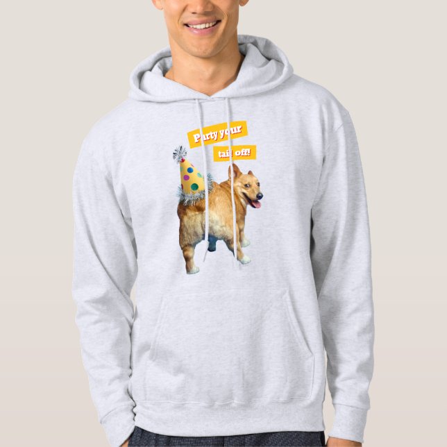Veste À Capuche Chapeau d'anniversaire pour derrière de Corgi (Devant)