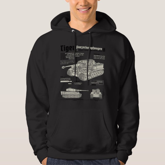 Veste À Capuche Char Tigre Panzer Plan de la Seconde Guerre mondia (Devant)