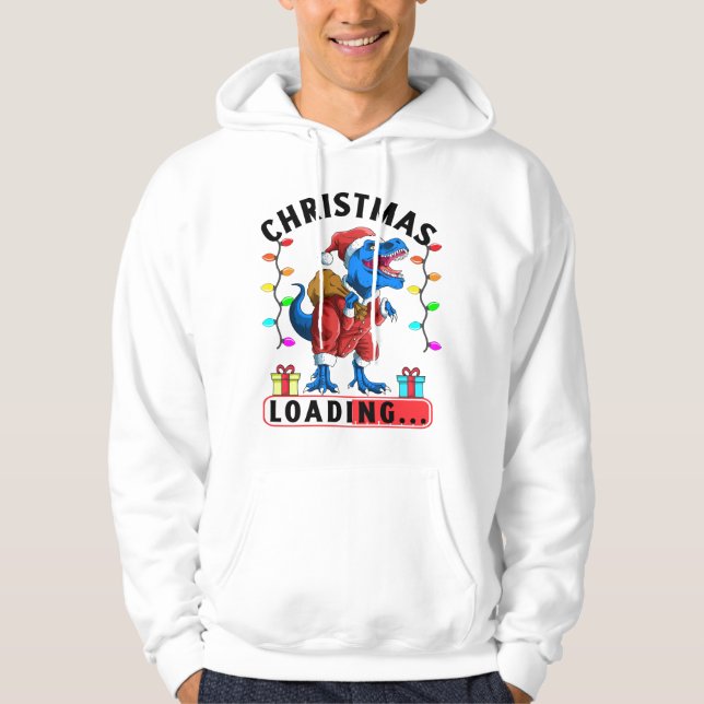 Veste À Capuche Chargement de Noël de dinosaure bleu T Rex (Devant)