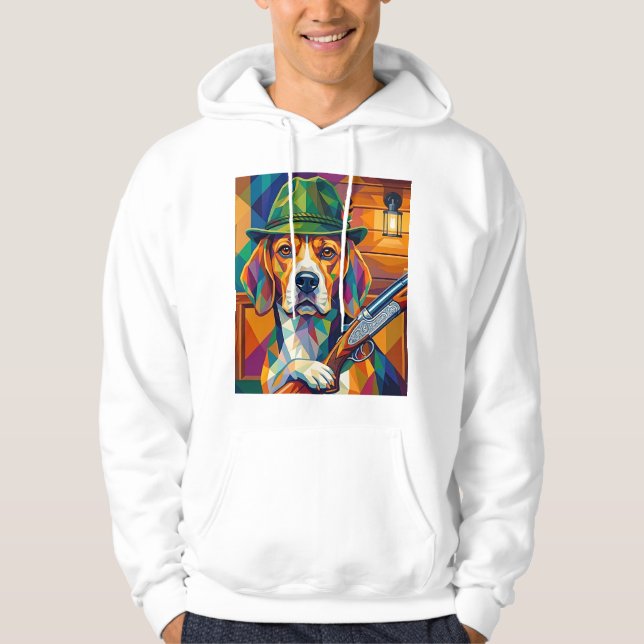 Veste À Capuche Chasseur de Beagle Pop Art – Chien de chasse moder (Devant)