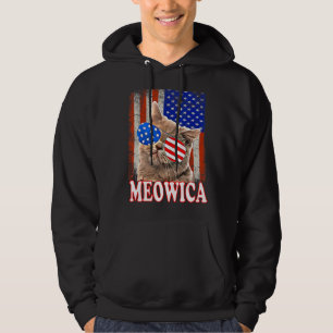 Veste À Capuche Chat 4 juillet Meowica Merica États-Unis Drapeau a