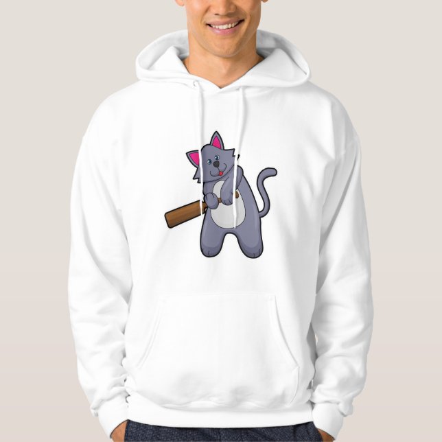 Veste À Capuche Chat au cricket avec batte de cricket (Devant)