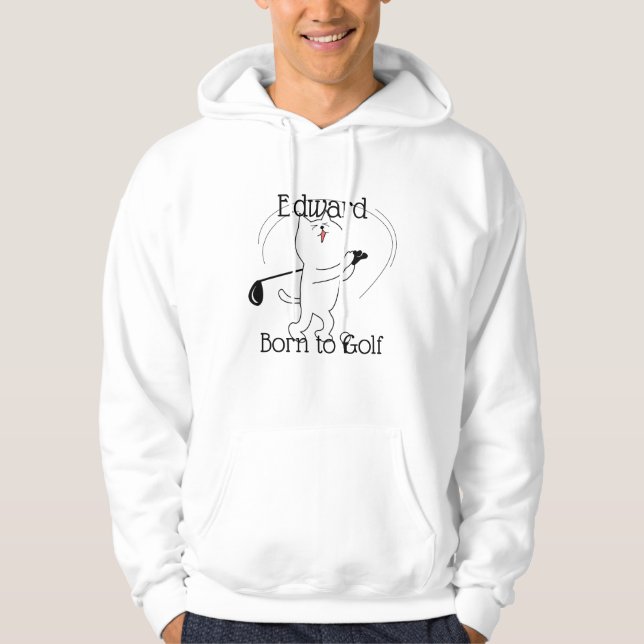 Veste À Capuche Chat Born to Golf (couleurs claires) (Devant)
