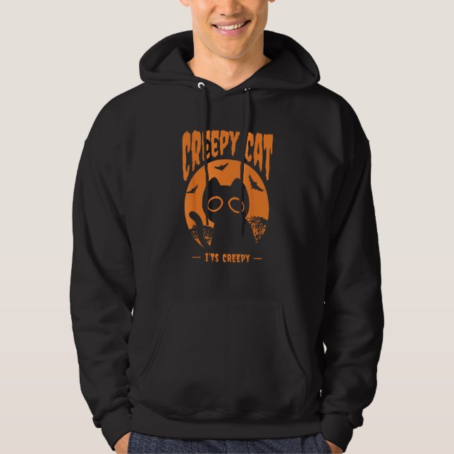 Veste À Capuche Chat-chauves-souris Orange Halloween (Devant)