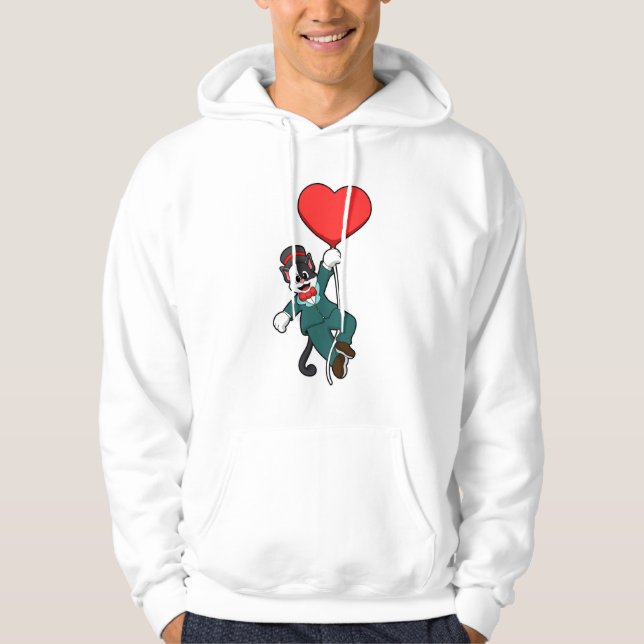 Veste À Capuche Chat comme marié avec ballon en forme de cœur (Devant)