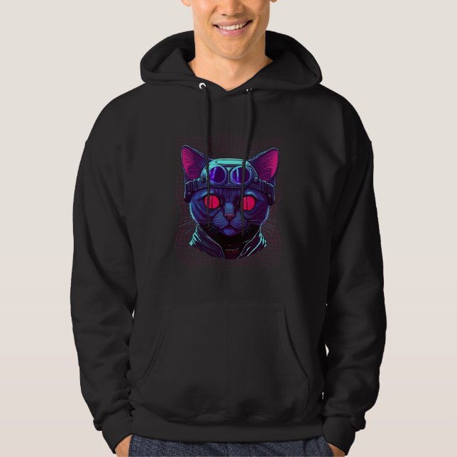Veste À Capuche Chat cyberpunk Kitty cyber punker (Devant)