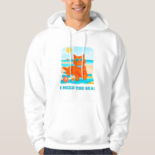 Veste À Capuche Chat de gingembre sur la plage J'ai besoin de la m