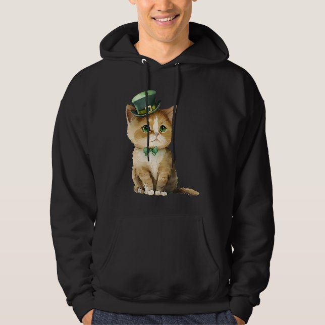 Veste À Capuche Chat de la Saint-Patrick avec un chapeau de lutin (Devant)