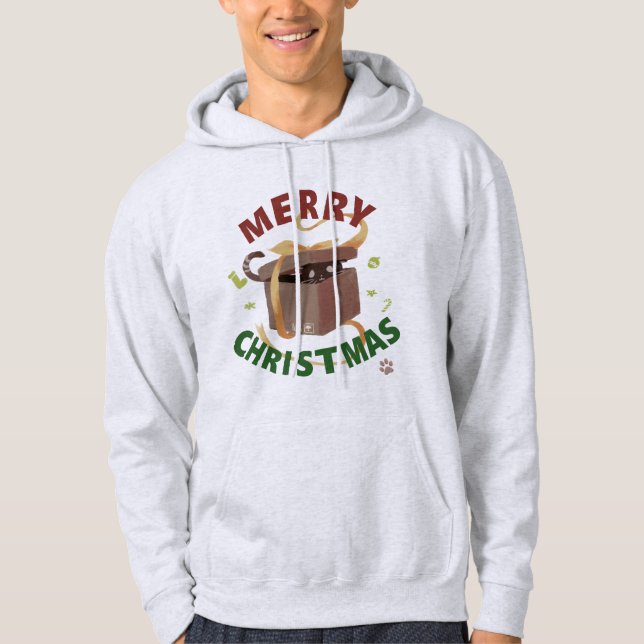 Veste À Capuche Chat De Noël À Carton (Devant)