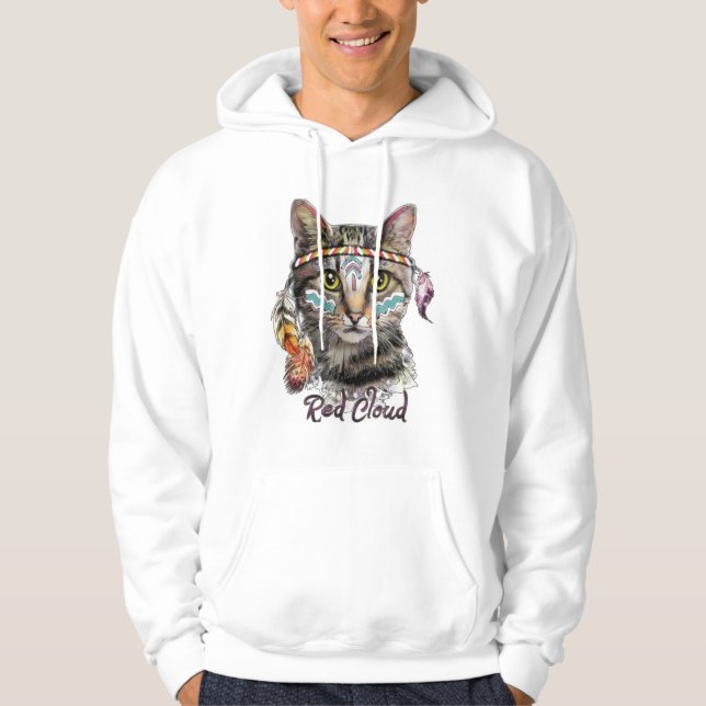 Veste À Capuche Chat de nuages rouges (Devant)
