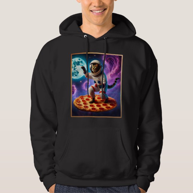 Veste À Capuche Chat Drôle Voler Une Pizza Astronaut Kitty Space (Devant)
