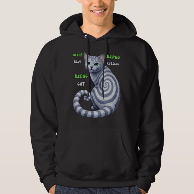 Veste À Capuche Chat hypnotique Bleu Russe (Devant)