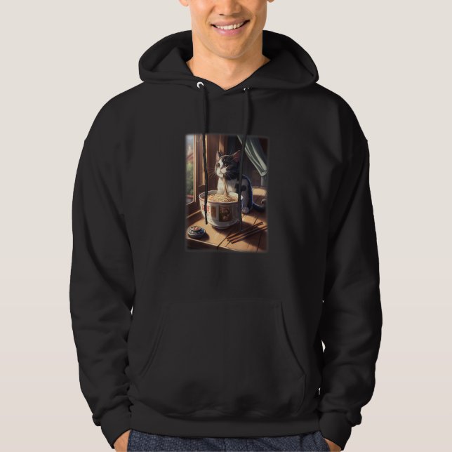 Veste À Capuche chat japonais mangeant tonkotsu ramen (Devant)