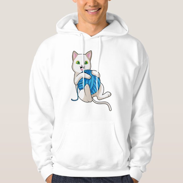 Veste À Capuche Chat Jouer de la laine (Devant)