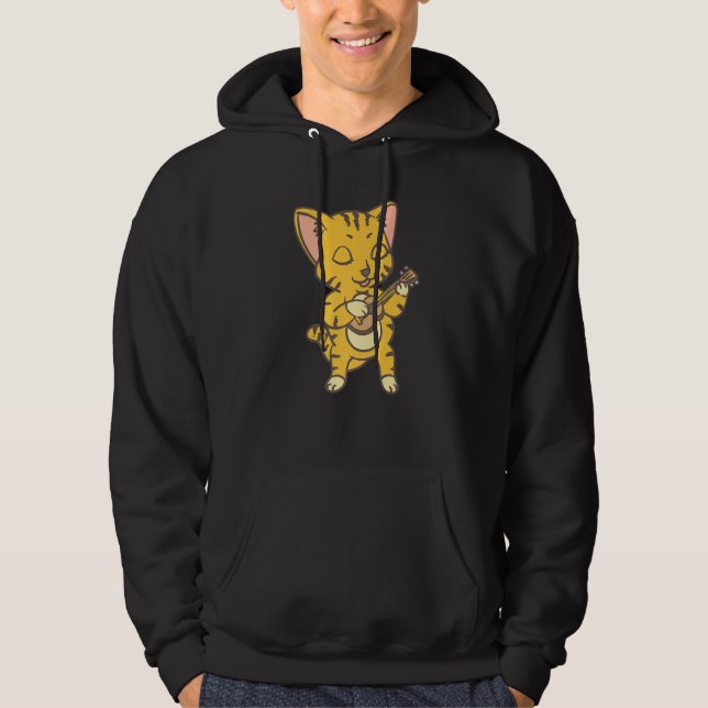 Veste À Capuche Chat Jouer Ukelele Cool Kitten Uke Artiste (Devant)