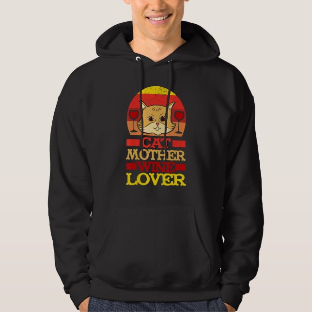 Veste À Capuche Chat Maman Et Vin Dégustation De Vins Boire (Devant)