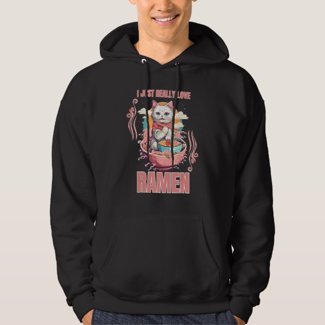 Veste À Capuche Chat Manger Ramen Noodle I Just Vraiment Aimer Ram (Devant)