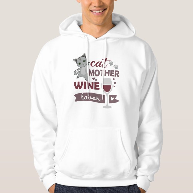Veste À Capuche Chat Mère Vin Lover Chats Red Wine Love (Devant)