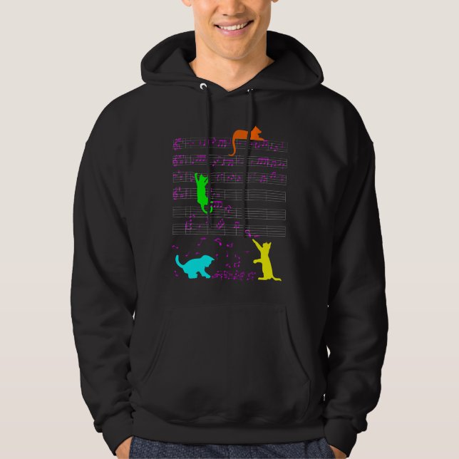 Veste À Capuche Chat Mignon Kitty Notes de Musique Diversité Music (Devant)