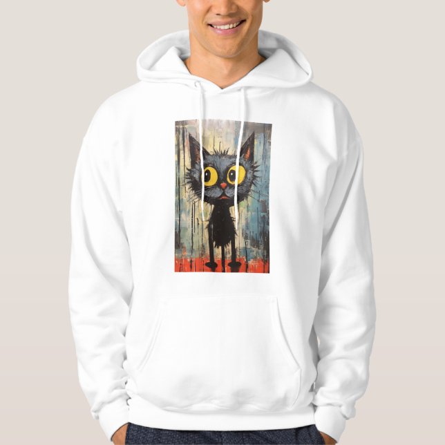 Veste À Capuche Chat noir aux yeux jaunes (Devant)