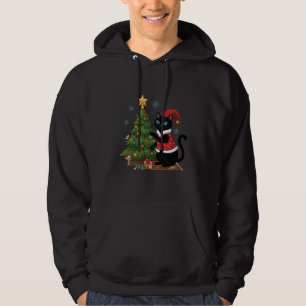 Veste À Capuche Chat noir de Noël Chapeau de Père Noël Arbre Souri