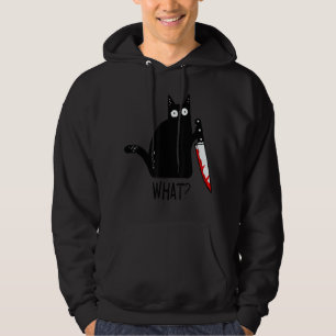 Veste À Capuche Chat Noir Drôle Ce Qui Tenait Un Couteau Sanglant