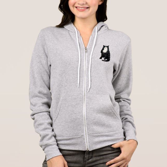 Veste À Capuche Chat noir et blanc foncé (Devant)