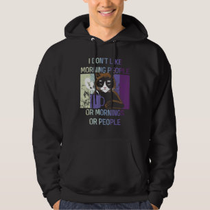 Veste À Capuche Chat Noir Hate Matin Café Personnes Dit Introv
